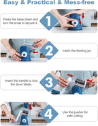 Cheese Grater Rotary, Rotary Grater for Kitchen, Kitchen Grater Vegetable Slicer with 3 Drum Blades, Fast Cutting Cheese Shredder for Vegetables and Nuts