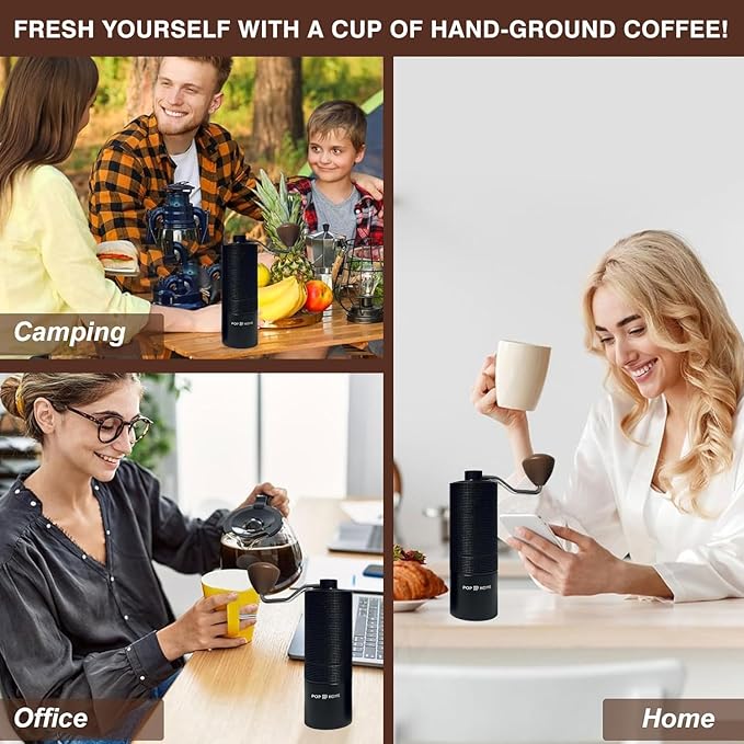 Manual Coffee Grinder – Stainless‑Steel Burr, Adjustable Coarseness, Portable Hand Mill with Cleaning Brush