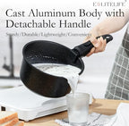 ESLITE LIFE Nonstick Cookware Sets with Detachable Handle,Ceramic Coating Pots and Pans Set Kitchen Cooking Set, Compatible with All Stovetops, PTFE & PFOA Free, Black, 10 Pcs Set