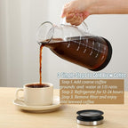 Airtight Cold Brew Coffee Maker Pitcher 51oz, Glass Iced Coffee Maker Pitcher with Removable Stainless Steel Filter and Non-Slip Base, 1.5L Iced Tea Maker