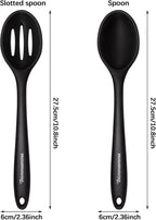 Silicone Cooking Spoon, Nonstick Kitchen Spoons for Cooking, Slotted and Solid Serving Spoon Heat Resistant, Silicone Mixing Spoons Basting for Nonstick Cookware 4 Pack