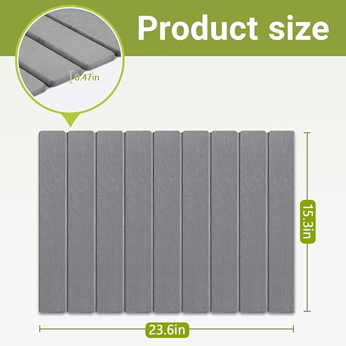 Quick Dry Stone Mat, Stone Drying Mat for Kitchen Counter, Large Dish Drying Mat - Diatomaceous Earth Dish Drying Mats, Modern Fast Dry Pad for Bathroom, 24"x16", DarkGray
