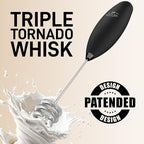 Zulay Kitchen Patented Tornado Triple Whisk Milk Frother with 4 Duracell Batteries – Handheld Foam Maker for Coffee, Lattes, Matcha & Hot Chocolate – Rich, Creamy Froth in Seconds