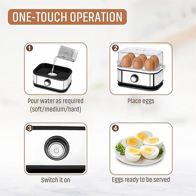 Sunny Side Master Egg Cooker, 2025 New Rapid Egg Cooker 6 Egg Capacity, Soft, Medium, Hard Boiled, Poacher, Stainless Steel Electric Eggs Cooker With Auto Shut-Off, BPA Free (1PCS)