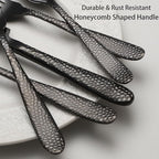 Black Hammered Silverware Set, 20 Piece Stainless Steel Heavy Duty Flatware Set for 4, Food-Grade Tableware Cutlery Set for Home Restaurant, Mirror Polished, Dishwasher Safe