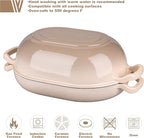 Enameled Cast Iron Sourdough Bread Oven, Dutch Oven, Loaf Cast Iron Bread Pan for Homemade Bread Baking, Meatloaf Pan with Lid, 7QT, Latte