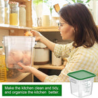 2 Pieces Square Food Storage Containers Polycarbonate Clear food Container with Lid Commercial Storage with Graduations for Commercial Kitchen Dough Marinating Meat(Green, 8 Qt)