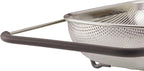 Rachael Ray Tools and Gadgets Over-The-Sink Colander/Strainer for Pasta, Fruits, Veggies, Expandable Silicone Grips, Dishwasher Safe, 4.5 Quart, Stainless Steel with Gray Handles