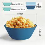 50 Oz Large Cereal Bowls, Unbreakable Wheat Fiber Salad Bowl Sturdy and Stackable Salad Serving Bowls Set, BPA-Free Microwave/Dishwasher Safe, Lightweight for Oatmeal, Snacks, Oatmeal, Snacks