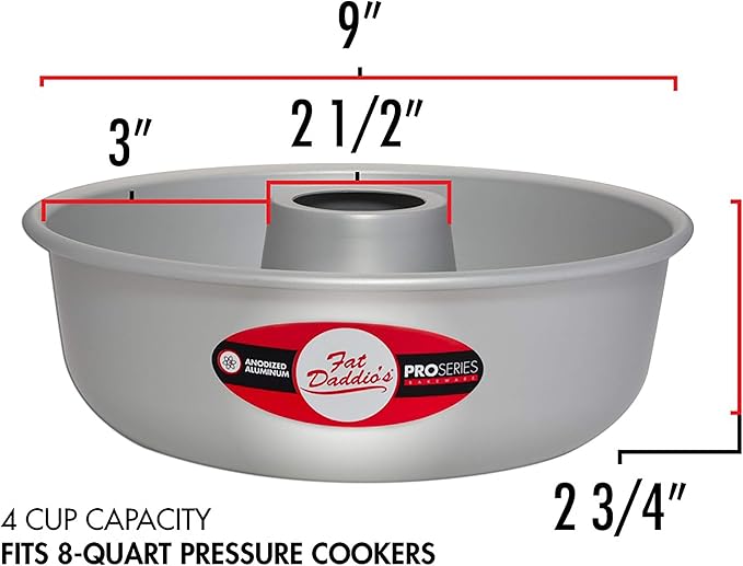 Fat Daddio's RMP-9 Anodized Aluminum Ring Mold Pan, 9 x 2 3/4 Inch, Silver (Pack of 2)