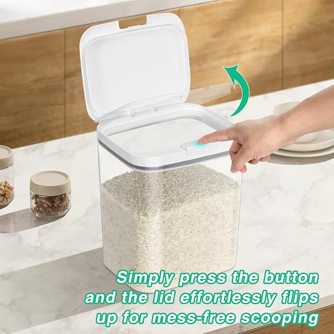 Flour Sugar Storage Containers, 2Pack 2.9 Qt + 4.75 Qt Food Storage Container with Pop-to-Flip Lids for Rice Dog Food Dog Treat Storage, Kitchen Organizers and Storage