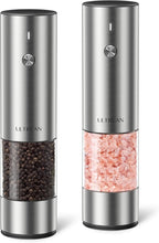 Ultrean Salt and Pepper Grinder Set, Rechargeable Salt and Pepper Shakers, 6 Adjustable Coarseness, LED Light, Kitchen Gadget & Housewarming Gift, Stainless Steel