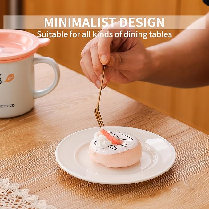 OMAYKEY 6 Inch Ceramic Dessert Plates Set of 18, Small Salad Plates, Porcelain Round Shaped Dinner Plates, Appetizer Plates for Cake Waffles Snacks Side Dish, Oven Microwave Dishwasher Safe, White