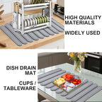 Large Stone Dish Drying Mat for Kitchen Counter, 24"×16"- Quick Drying Diatomaceous Earth Mats for Multi - Purpose, Eco-Friendly ,Super Absorbent, Foldable ,Non-Slip