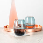 Restaurantware-Vetri 15 Ounce Wine Glasses, 24 Dishwashable Stemless Wine Glasses - No Lead, Durable, Blue Glass Cups, For Home, Bar, Or Restaurant, Serve Merlot, Chardonnay, Or Bordeaux