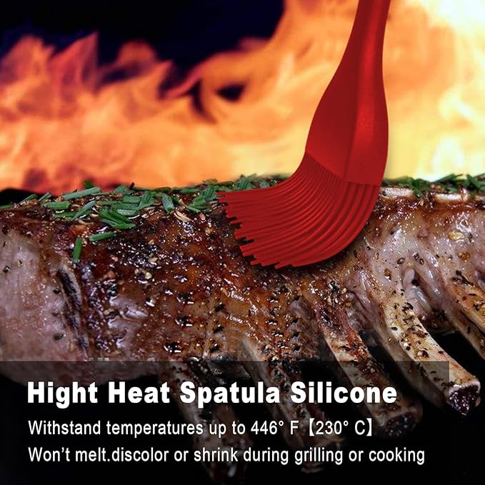 Walfos Silicone Basting Pastry Brush, Heat Resistant Small Basting Brush Set, Strong Steel Core and One-Pieces Design, Perfect for BBQ Kitchen Cooking, Desserts, BPA Free, 2 Pcs