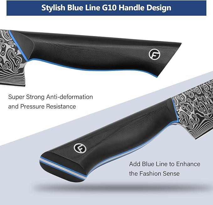 FINTISO Chef Knife 8 inch, 67-Layer Japanese Damascus Steel Kitchen Knife, Sharp Knife with G10 Handle, Professional Cooking Knives for Home and Kitchen