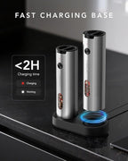 FORLIM Electric Salt and Pepper Grinder Set Rechargeable, Auto Salt and Pepper Grinder set with Charging Base, Adjustable Coarseness, LED Light, Automatic Salt Grinder Refillable,Pepper Shakers Set