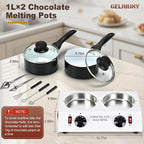 2026 Upgrade Chocolate Melting Machine,2x1L Chocolate Melting Pot with Candy Dipping Tools,Electric Chocolate Tempering Machine for Chocolate,Candy,Butter Making Warming Coffee Milk Wine(80W, 110V)