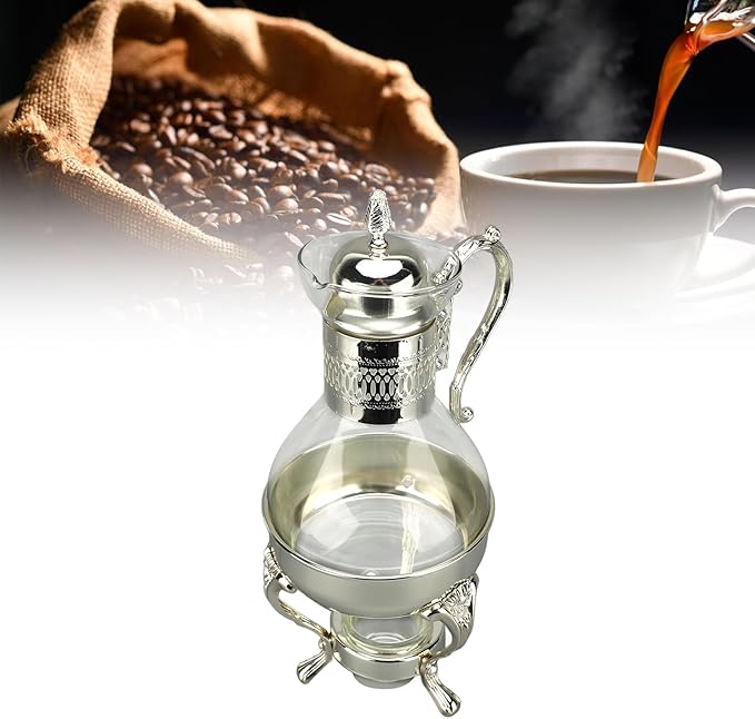 Vintage Turkish Coffee Pot Set, Decorative Glass Teapot Set, Heatable Glass Tea Kettle with Lid and Cup, Turkish Tea Set for Home Tea Party, Milk, Coffee, Hot Cold Tea