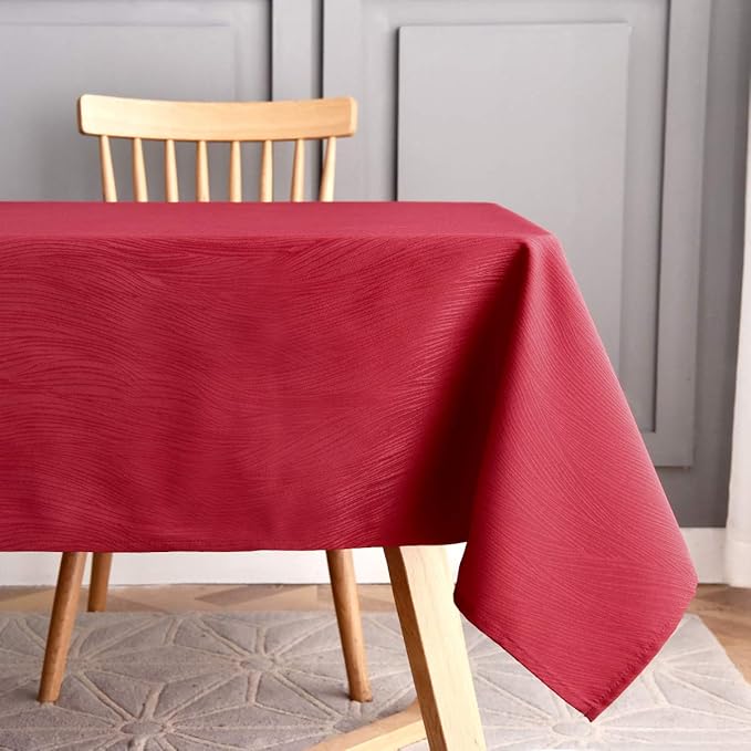 maxmill Square Table Cloth Swirl Design Water Resistant Wrinkle Resistance Heavy Weight Soft Tablecloth for Kitchen Dinning Tabletop Decoration Square 52 x 52 Inch Red
