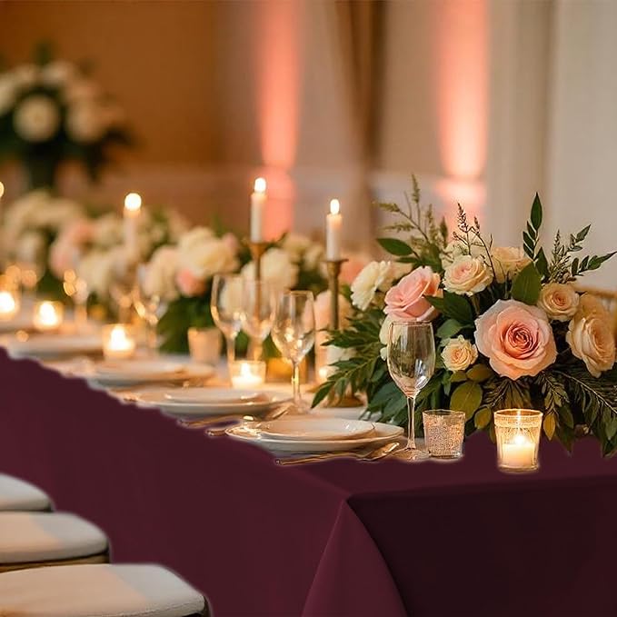 Fitable 8 Pack Table Cloth Rectangle Table: Stain and Wrinkle Resistant Tablecloth Rectangular, Washable Polyester Tablecloths for Wedding Party Dining Banquet Event Catering(Burgundy, 70x120 Inch)