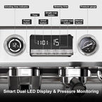 Kismile Dual Boiler Espresso Machine with Grinder, 20 Bar Espresso Maker with Milk Steamer & Hot Water, Dual LED Display, Pressure Gauge, Burr Grinder, coffee Machine for Home&Office, Stainless Steel