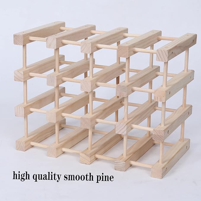 Wine Rack Small countertop Cabinet Stackable Storage Wooden freestanding Floor Wine Holder (20 Bottles)