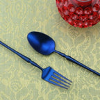 Gugrida Unique & Beautiful Flatware Set - 5 Piece Iridescent Silverware Sets | 18/10 Stainless Steel Reusable Cutlery Set | Blue Utensils Service For 1 with Dessert Fork, Knife, Spoon, Dinner Fork