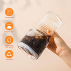 20oz Ribbed & Floral Glass Tumbler Set of 2 – Reusable Glass Cups with Lid and Glass Straw, To-Go Iced Coffee Cups for Water, Smoothie, Milk, Cocktail & More – Perfect for Daily Use & Travel