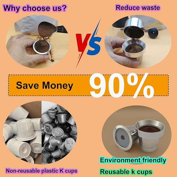 Stianless Steel Reusable K Cup Coffee Pods Compatible for K eurig 1.0 & 2.0 Coffee Maker Refillable K-eurig Coffee Filter with Aluminum Coffee Filling Tool, Reduction Waste，1 Pack (Silver)