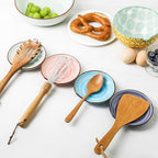 KitchenTour Spoon Rest for Stove Top, 4.7 inch Ceramic Spoon Holder for Kitchen Counter, Coffee Spoon Rest, Cooking Utensil Rest for Spatula, Set of 4, Assorted Warm Colors