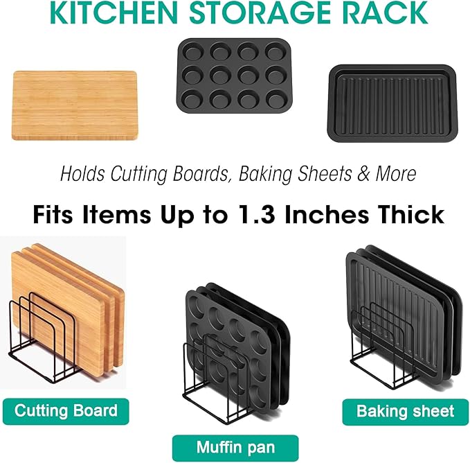 2-Pack Dish Rack & Cutting Board Organizer – 5-Tier Metal Rack for Cutting Boards, Bakeware, Trays – Space-Saving Kitchen Storage, Rust-Resistant Dish Organizer for Cabinets, Countertops & Pantry
