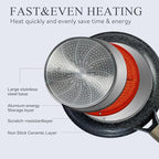 Ceramic Cookware Set 22 Piece Nonstick Pots and Pans Set Non Stick Kitchen Cooking Sets 8"Frying Pans with Lid,Black Granite Non-Toxic Induction Kitchen Cookware w/Glass Lids PFOS/PFOA-Free