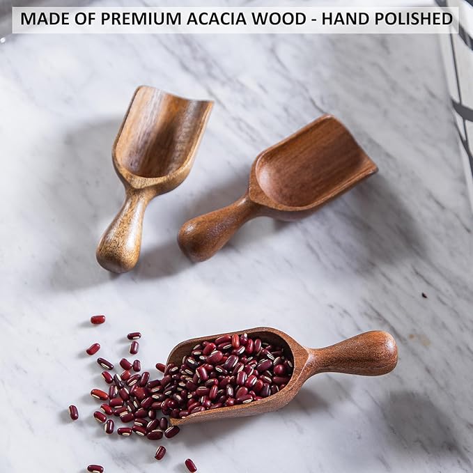 Wooden Scoops for Canisters 6PCS Acacia Wooden Scoop for Jars Mini Measuring Spoons for Ground Coffee Scoops Wood Scoop for Seasoning Bath Salt Laundry Detergent Shovel Measuring-Multipurpose
