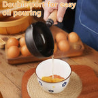 Cast Iron Melting Pot, 4.3 inch Mini Egg Frying Pan Oil Heating Pan Milk Butter Warmer Pot with Wood Handle for Home Kitchen