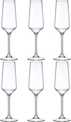 Amazing Abby - Stella - 8-Ounce Unbreakable Tritan Champagne Flutes (Set of 6), Plastic Wine Glasses, Reusable, BPA-Free, Dishwasher-Safe, Perfect for Poolside, Outdoors, Camping, and More