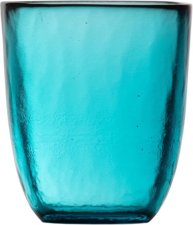 Fortessa Los Cabos Glass Drinkware Collection, 10 Ounce Tumbler (Set of 4), Lagoon Blue