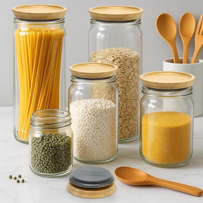 16 Pcs Regular Mouth Jar Lids and Wide Mouth Mason Jars Lid Reusable Canning Supplies Bamboo Lids for Glass Cups Large Mason Jar with Wooden Lid Small Decorative Can Lid for Jars Tops Cover