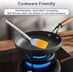 8PCS Kitchen Utensils Set, Vayvnt Heat Resistant Silicone Utensils Set for Cooking, Non Scratch Spatula Spoons for Non Stick Pan, Large Kitchen Cooking Tools, Metal Long Handle&Dishwasher Safe, Blue