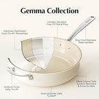 Redchef Ceramic Saute Pan with Lid, Nonstick Deep Frying Pan, 5QT Jumbo Cooker with Helper Handle & Lid, Non Toxic Ceramic Cooking Pan, Chef Pan, Dishwasher & Oven Safe, PFAS PFOA & PTFE Free