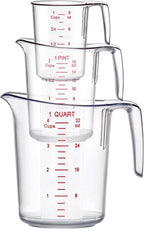 Amazing Abby - Melissa - Unbreakable Plastic Measuring Cups (3-Piece Set), Food-Grade Measuring Jugs, 1/2/4-Cup Capacity, Stackable and Dishwasher-Safe, Great for Oil, Vinegar, Flour, More
