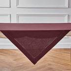 Solino Home Linen Square Tablecloth 52 x 52 Inch - 100% Pure Linen Burgundy Table Throw - Classic Hemstitch, Machine Washable Table Cloth for Summer, Fall, Autumn