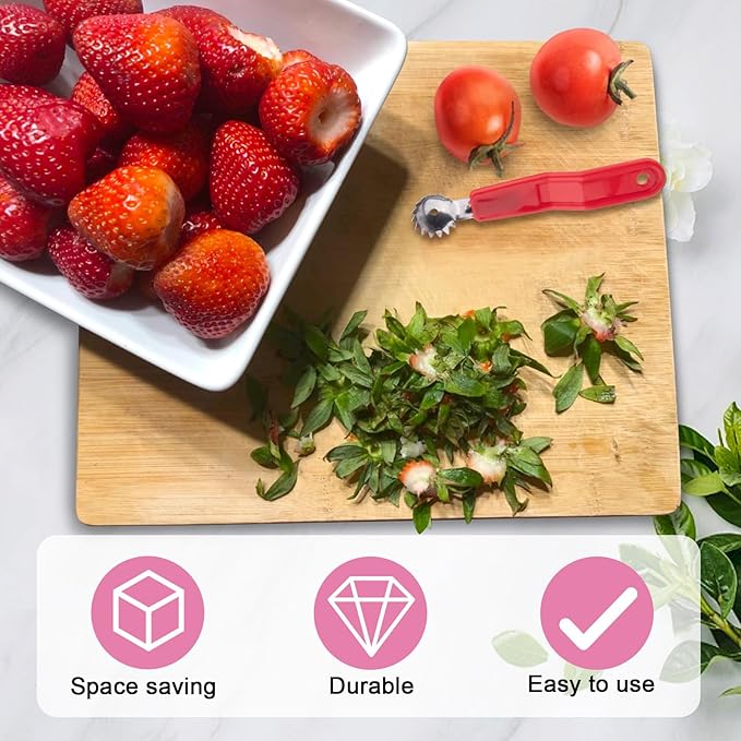 Strawberry and Tomato Corer, Kitchen Stem Huller Remover Tool, Red