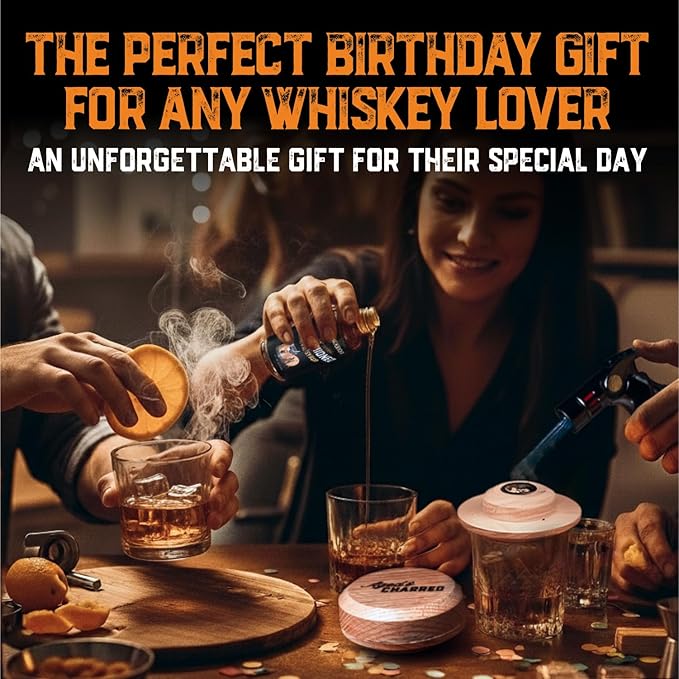 Whiskey Cocktail Smoker Kit with Torch, Old Fashioned Syrup & 8 Flavors Wood Chips - Premium USA Oak Smoker - Old Fashioned Smoker Kit - Bourbon Gifts for Men (with Butane)