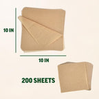 Zenlogy 10x10 Parchment Paper Squares (200 Sheets), Unbleached, High Heat, Non-stick, Pre-cut Baking Paper - Fits 10x10 Square Pans, Toaster Oven Trays, Air Fryer, Dehydrator - Baking and Roasting