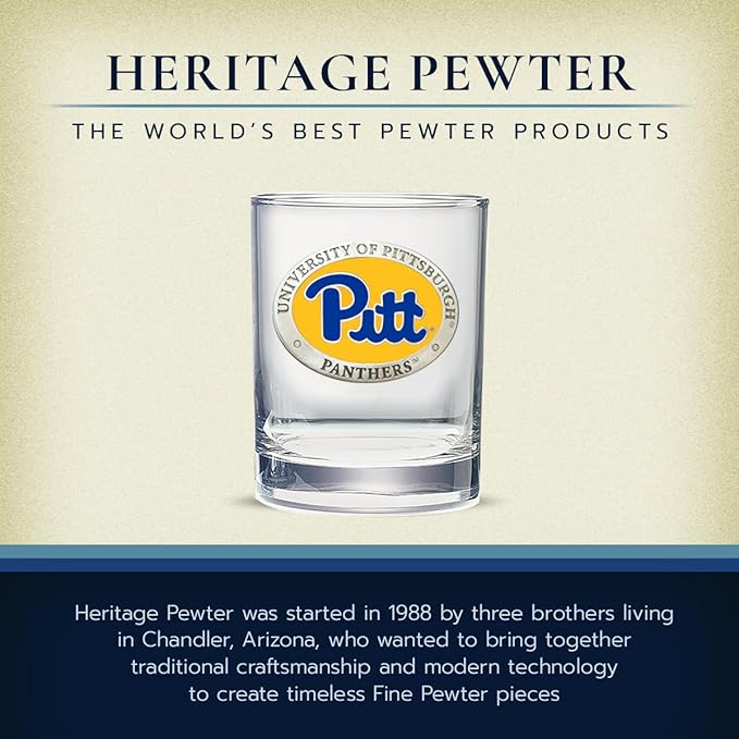 Heritage Pewter Pittsburgh Double Old Fashion | Double Rocks Glass 14 OZ for Liquor | Expertly Crafted Pewter Glass