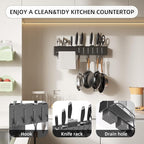 NET MEYA Stainless Steel Pot and Pan Hanger,Wall Mounted Pot Rack Kitchen Hanging Rail With S Hooks,Detachable Pans Hanging Rail Kitchen Lids Utensils Hanger,15.7 Inch Wall Mounted Hanging Pot Rack