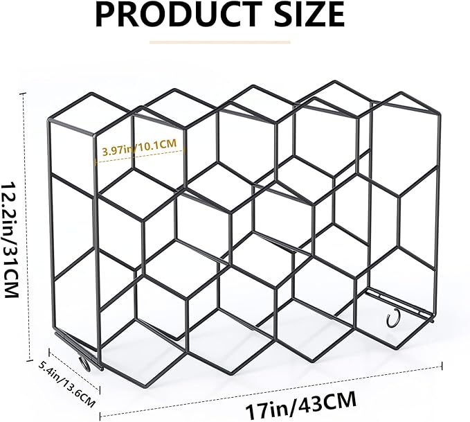 Urban Deco Countertop Wine Rack for 14 Bottles - No Assembly Required Modern Wine Bottle Holder Stand for Cabinet, Kitchen, Bar, Pantry - Black Wire Wine Rack Inserts
