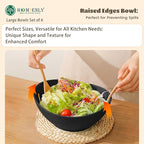 Homienly Wheat Straw Bowls Set of 6, 60 OZ Salad Bowl Large Capacity for Soup, Popcorn - Unbreakable Serving Bowl - Microwave & Dishwasher Safe Bowl, Alternative for Plastic Bowls for Kitchen - Black